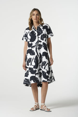Goondiwindi Cotton Shore A-Line Dress - Block Leaves 6294-219